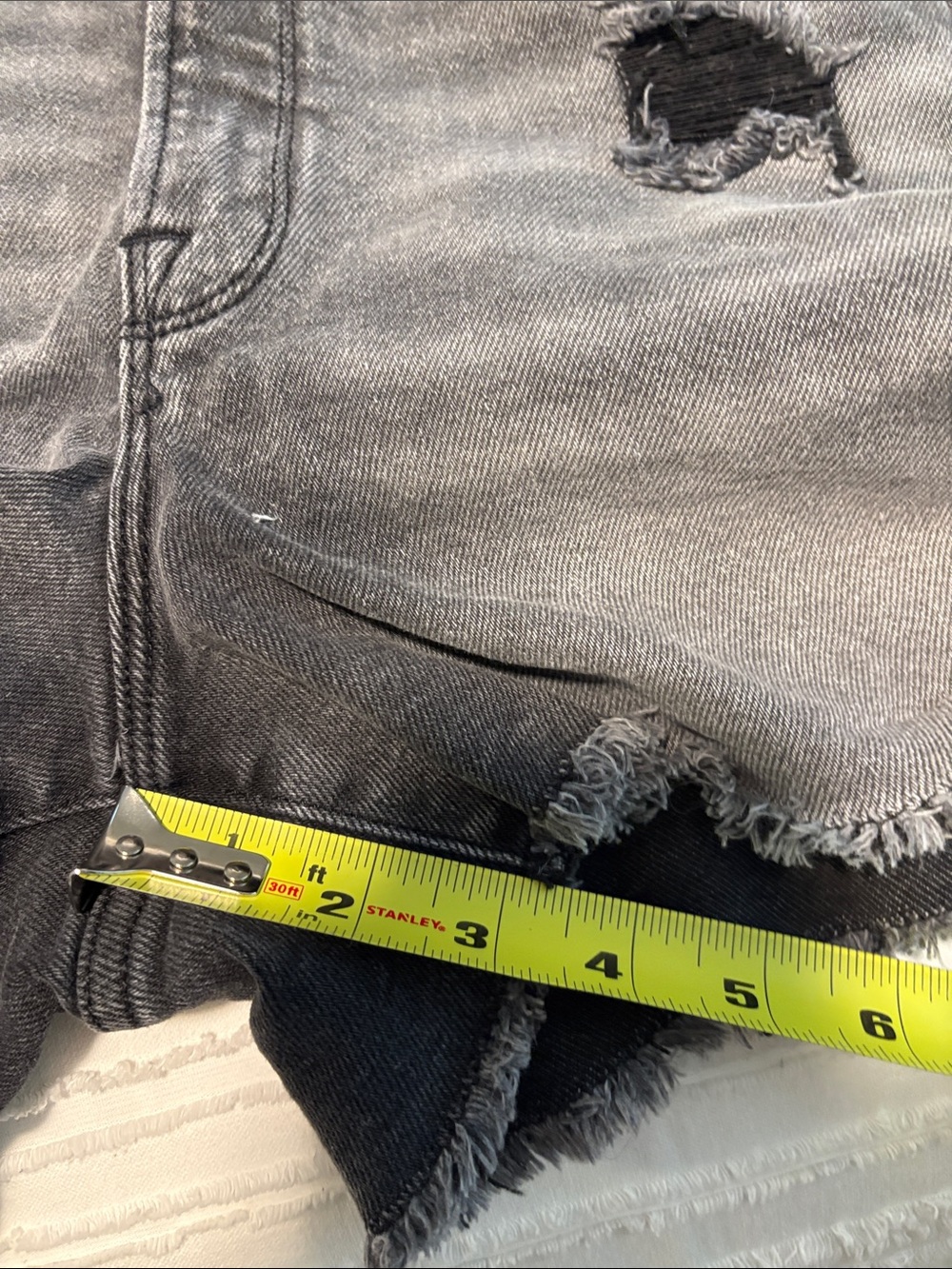Good American Good Curve Women’s Distressed Grey Denim Shorts - Picture 6 of 8